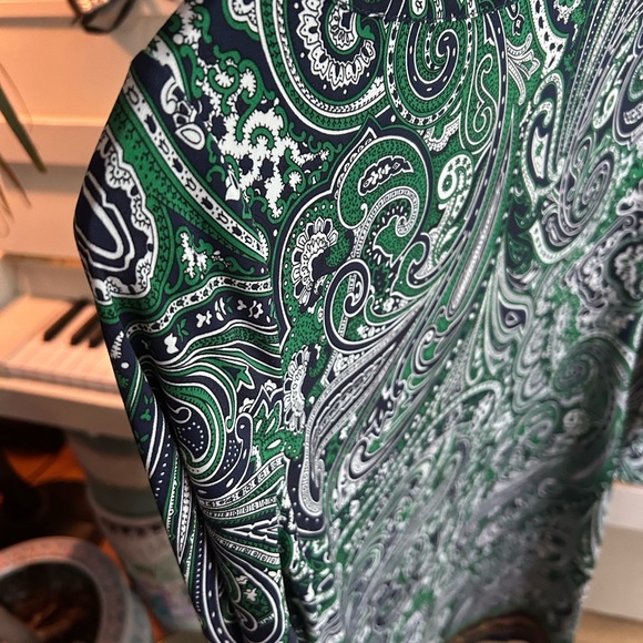 Michael Kors Green and Black Paisley Long Sleeve Dress Size Small - Picture 7 of 16